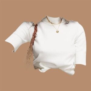 NWOT White Short Sleeve Knit Sweater Top